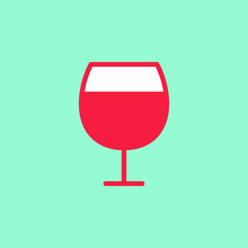 Vector wine glass icon. Flat stemware pictogram. Modern wineglass symbol illustration. Simple beverage sign template