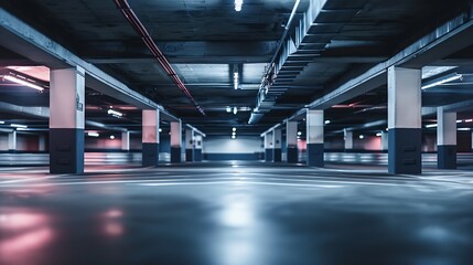 Parking garage underground, industrial interior : Generative AI
