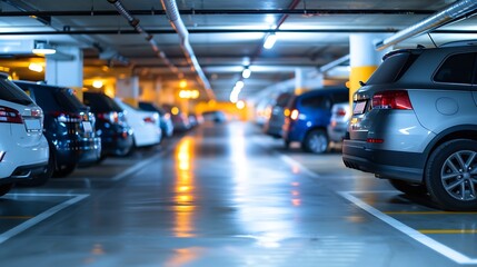 Fototapeta na wymiar Parking lot in an underground garage : Generative AI