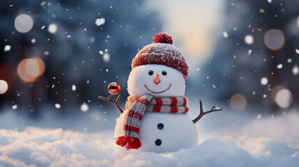 Obraz premium A Closed-Up Shot of A Happy Snowman