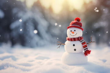 A Closed-Up Shot of A Happy Snowman