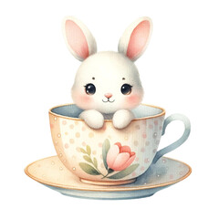 Bunny and easter eggs clipart watercolor illustration pastel color nursery art  