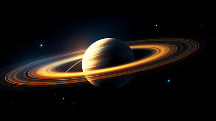 Realistic surreal Saturn in space, concept of planetary rings