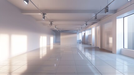 3D render of empty exhibition space. backdrop for exhibitions and events. Tile floor. Marketing mock up. : Generative AI
