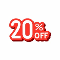 20 percent discount vector illustration 3d mega loyalty. 20 percent bonus marketing discount. 