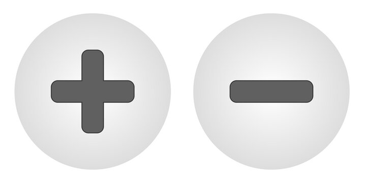increase and decrease buttons, plus and minus icons