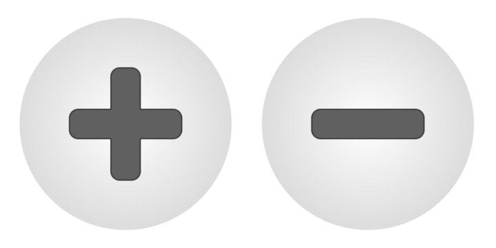 increase and decrease buttons, plus and minus icons