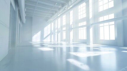 Old empty industrial building, renovation of the floor in the building : Generative AI