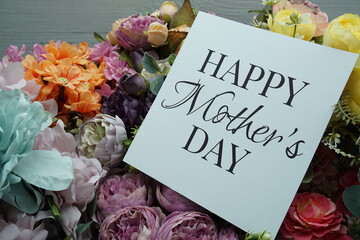 Happy Mother's Day card with flower blooming decoration