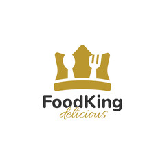 Food King, Crown logo design template vector illustration