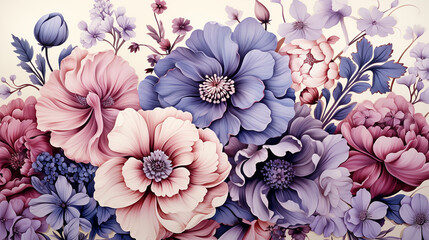 Summer Floral Pattern Looking Like Unfinished Watercolors, Perfect For Textiles And Decoration