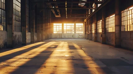 Papier Peint photo autocollant Vieux bâtiments abandonnés Industrial interior with br light from the windows : Generative AI