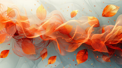 abstract background for a flyer, lines and circles, autumn leaves,generative ai