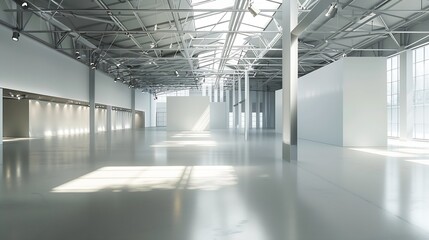 Obraz premium Empty exhibition center. backdrop for exhibition stands.3d render. : Generative AI