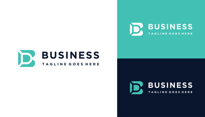 Initial Letter BD D B DB with Simple Monogram Shape Line Art Logo Design