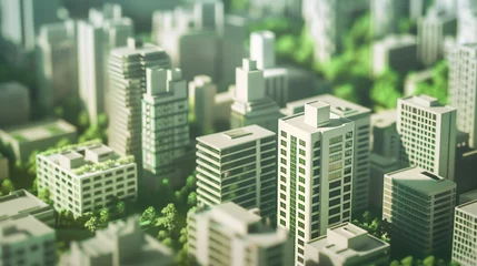 Zelfklevend Fotobehang Cityscape of a residential area with modern apartment buildings, new green urban landscape in the city : Generative AI © Generative AI