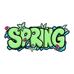 Fototapeta premium hello spring with hand drawn design
