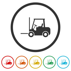  Forklift icon. Set icons in color circle buttons
