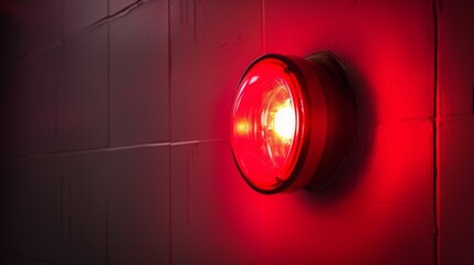 Red alarm. Alert system. Red light signals danger - obrazy, fototapety, plakaty