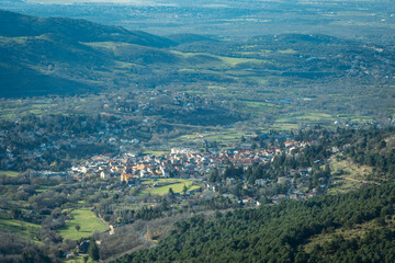 Fototapeta na wymiar View of the town of Cercedilla in the community of Madrid. Sierra de Guadarrama National Park