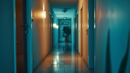Interior of the corridor hall, apartment building : Generative AI