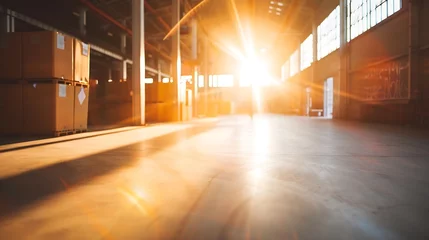 Fototapete The sun shines through the windows in the warehouse : Generative AI © Generative AI
