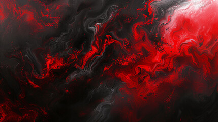 A fluid mix of red and black, their interaction on canvas creating a mesmerizing abstract scene of chaos and beauty. - obrazy, fototapety, plakaty