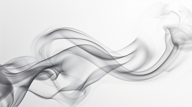 A gentle cascade of smoke, flowing like a soft fabric across a bright white backdrop, exuding elegance and serenity.