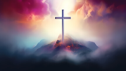 Fototapeta premium Christian cross, abstract Christian cross painting art