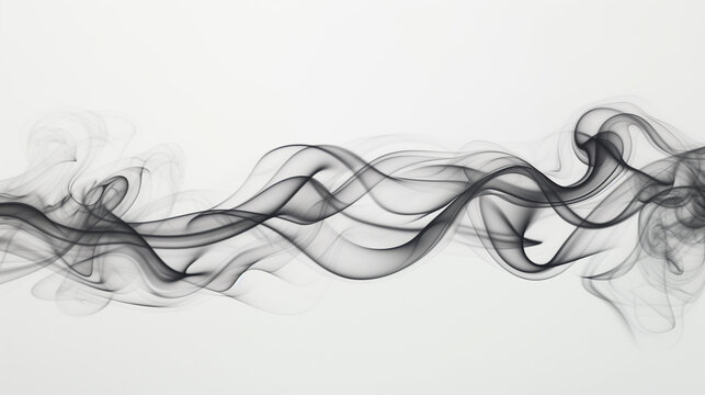 A minimalist composition of smoke whisps against a white background, emphasizing simplicity and elegance.