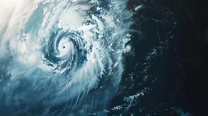 Foto op Plexiglas Hurricane Florence over Atlantics Satellite view Super typhoon over the ocean The eye of the hurricane The atmospheric cycloneView from outer space Some elements of this image  : Generative AI © Generative AI