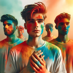 Fototapeta premium IA generativa. holi festival with colorful background