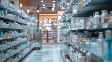 Pharmaceuticals in a pharmacy, pharmacy concept