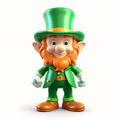 3d render icon of leprechaun with green hat cartoon generated AI