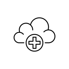 Cloud service icon vector illustration. Add to cloud on isolated background. Cloud with cross sign concept.