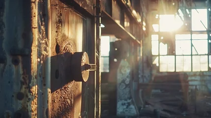 Fotobehang Old rusty abandoned metallurgical plant. Ruined blast furnace. : Generative AI © Generative AI