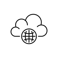 Cloud service icon vector illustration. Cloud with globe on isolated background. Cloud network connection sign concept.