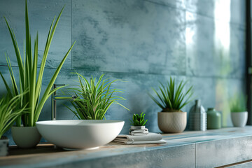 Sink surrounded with plants - Powered by Adobe