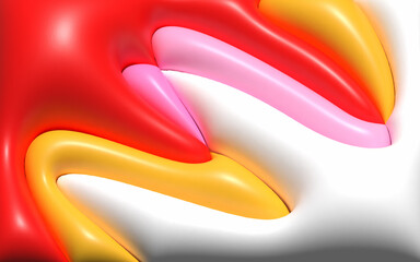 Colorful inflated 3d shapes background. Soft and smooth 3d surface backdrop. Curve abstract shapes design. Suitable for presentation, art catalog, poster, banner, or flyer.