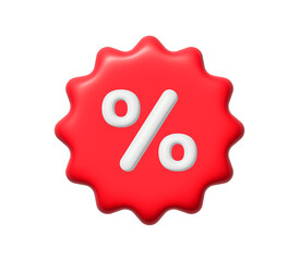 3d discount and promotion offer tag, starburst badge with percentage symbol icon isolated on white background. for online shop and retail commercial concept. Rendering cartoon object illustration.