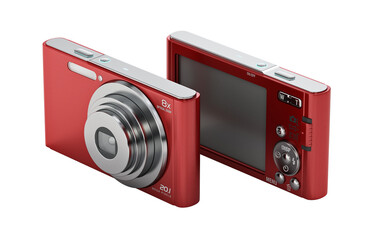 Digital compact camera isolated on transparent background. 3D illustration