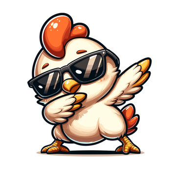 dabbing cool chicken with sunglasses