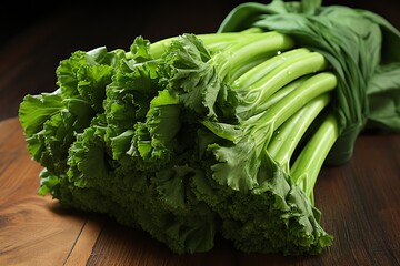 close up a Rapini broccoli rabe isolated on white  - obrazy, fototapety, plakaty
