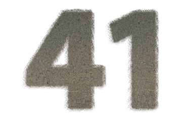 The shape of the number 41 is made of sand isolated on transparent background. Suitable for birthday, anniversary and Memorial Day templates