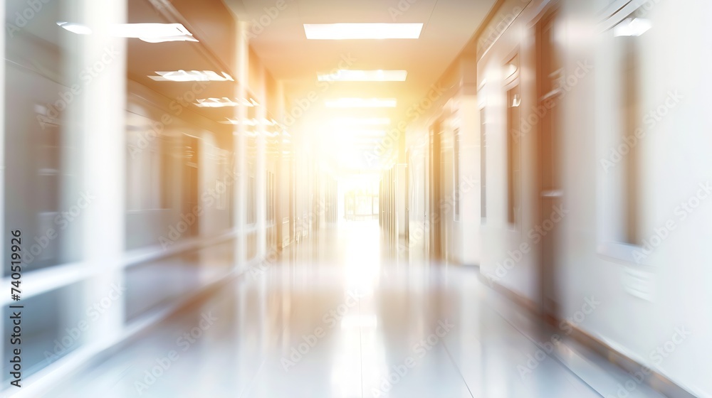 Leinwandbilder Wide Blurred Empty Abstract Building Pathway Background From Perspective Building Hallway for banner background, way go to success concept : Generative AI
