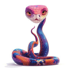 Fototapeta premium Beautiful cartoon snake isolated on white background