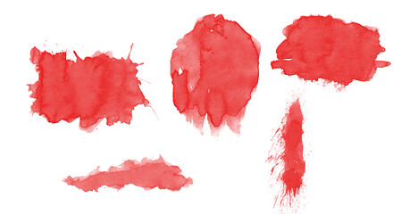 Abstract watercolor shapes on white background. Color splashing hand drawn.