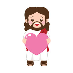 Chibi Jesus Christ with a big heart