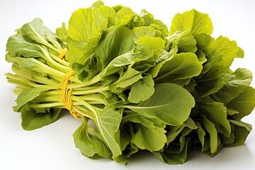 close up a Tatsoi isolated on white background 