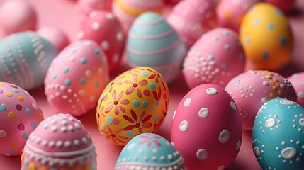 Fototapeta na wymiar Colorful background of easter eggs collection, easter celebration